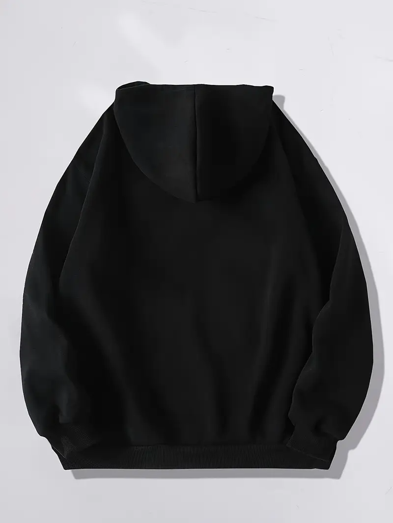 Black hoodie, 70% cotton blend, slim fit