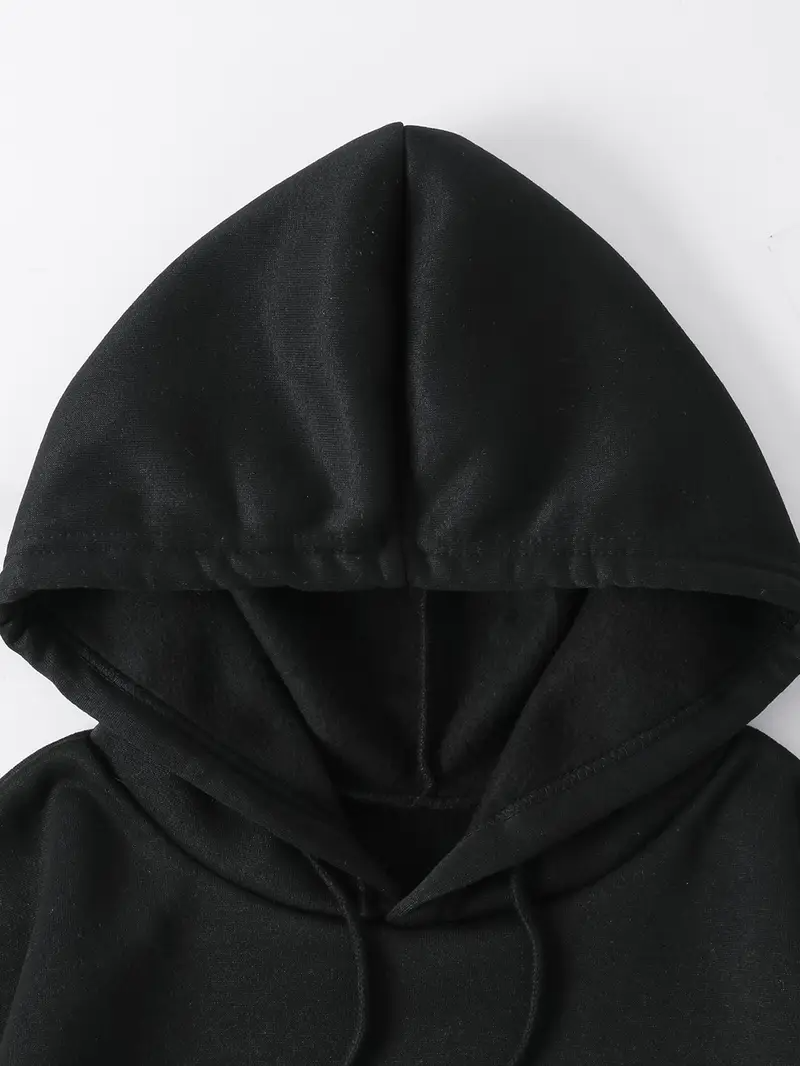 Black hoodie, 70% cotton blend, slim fit