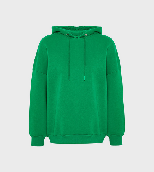 Green hoodie, 100% cotton blend, slim fit